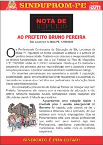 NOTA DE REPUDIO A BRUNO PEREIRA - SAO LOURENCO DA MATA 12-05-2020